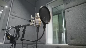 microphone in radio studio