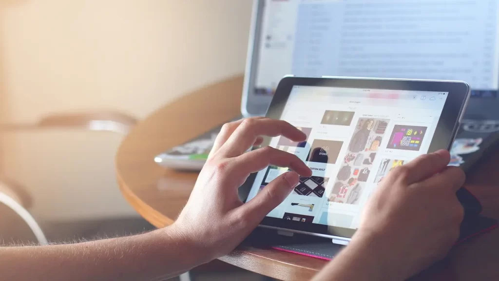 Person using a shopping app on a tablet