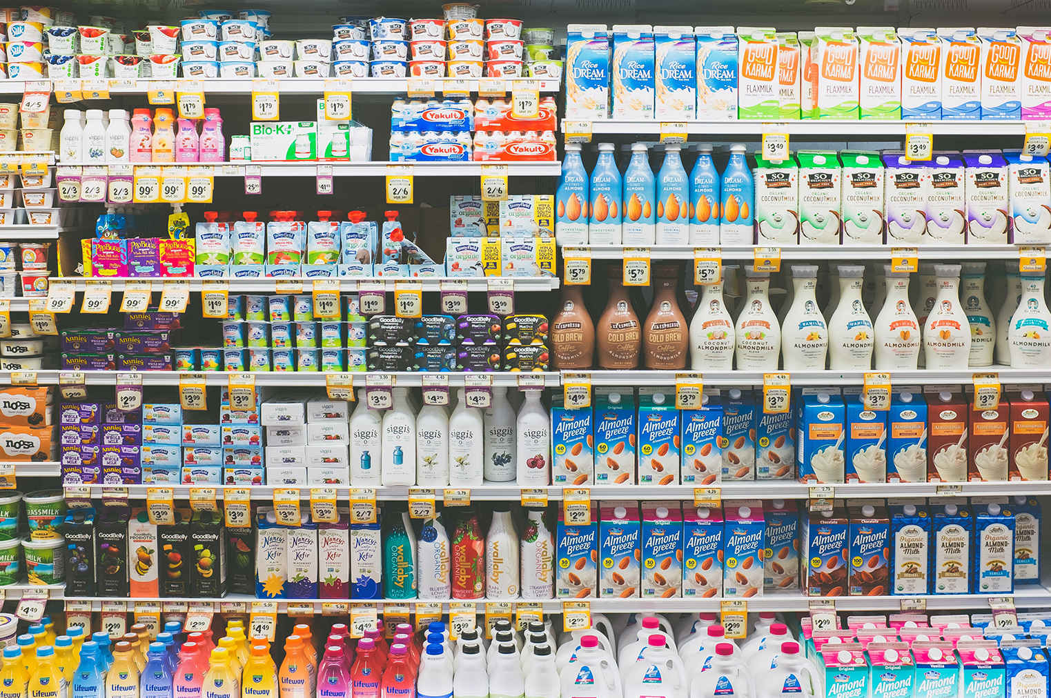 Dairy isle in a grocery store