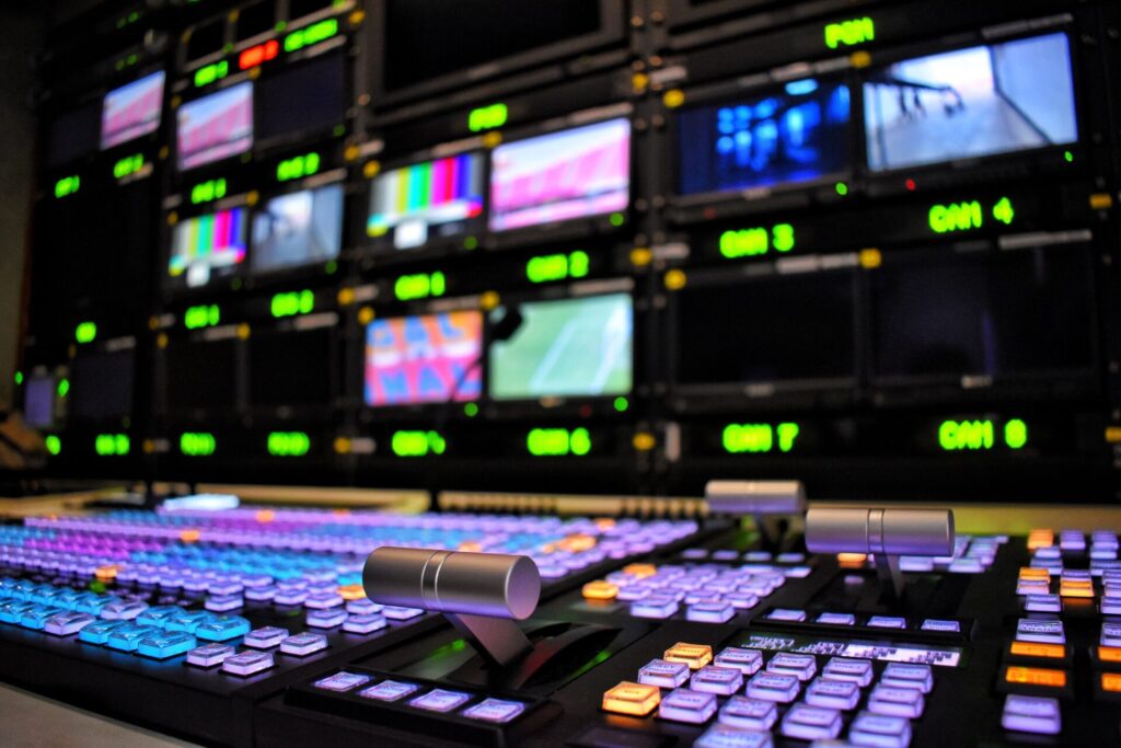 Equipment in outside broadcasting van