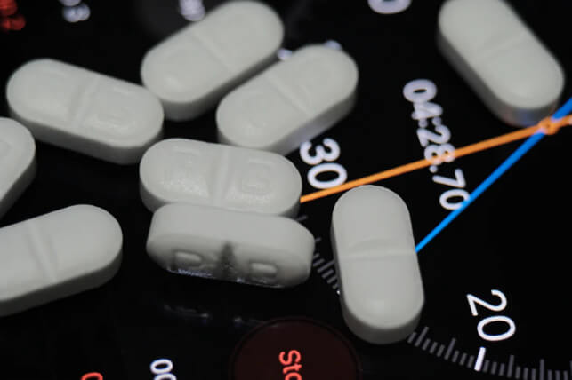 Prescription drugs on a clock