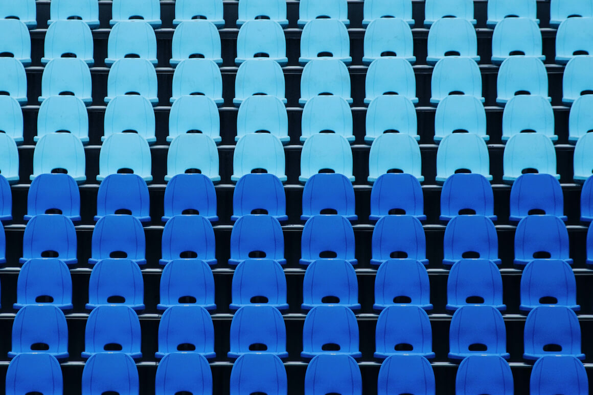 Empty blue and light blue arena seats