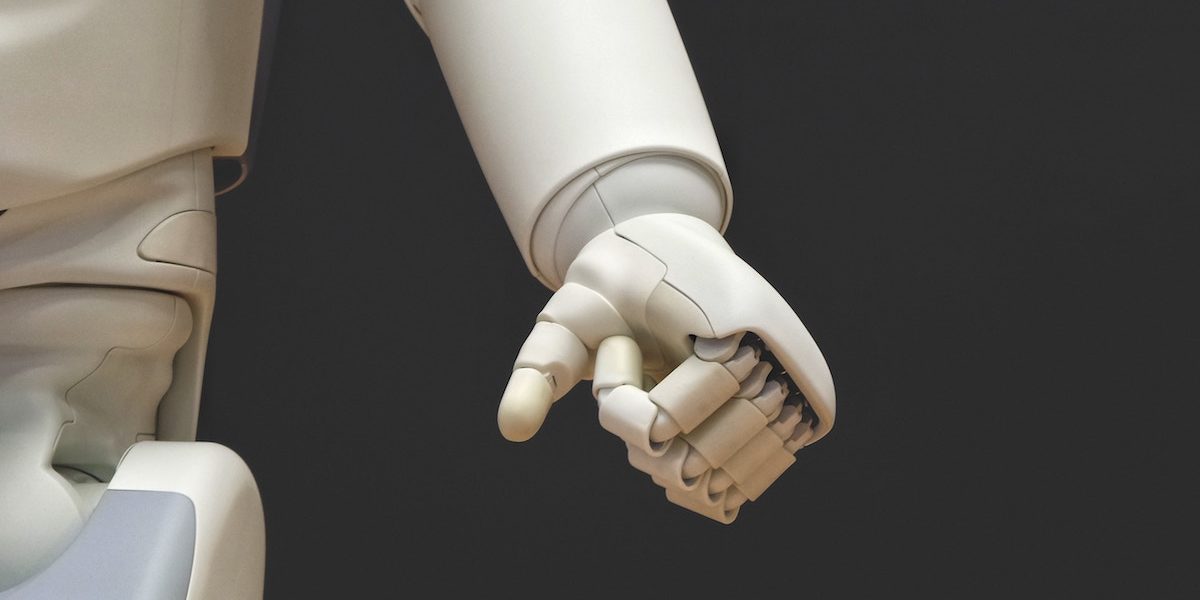 White robotic hand clenched