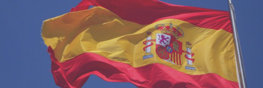 The flag of Spain flying outside